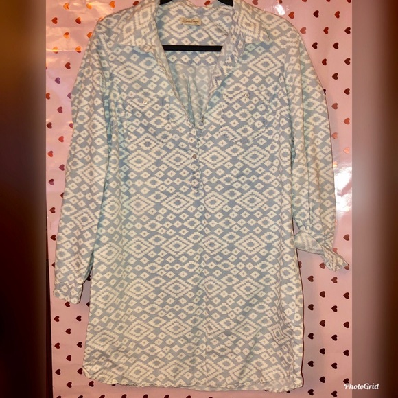 Lucky Brand Ikat Chambray Shirt Dress - Picture 2 of 7